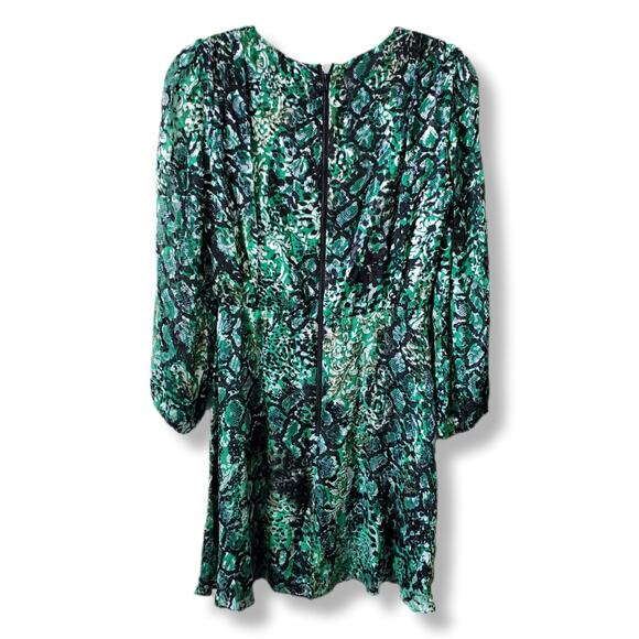 Alice Olivia Green Black Silk Velvet Burnout Mini Dress 2 Career Cocktail Event - Picture 7 of 10